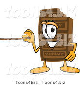 Vector Illustration of a Cartoon Chocolate Mascot Holding a Pointer Stick by Mascot Junction