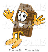 Vector Illustration of a Cartoon Chocolate Mascot Jumping by Mascot Junction