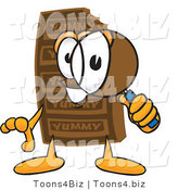 Vector Illustration of a Cartoon Chocolate Mascot Looking Through a Magnifying Glass by Mascot Junction