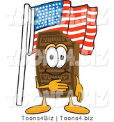 Vector Illustration of a Cartoon Chocolate Mascot Pledging Allegiance to an American Flag by Mascot Junction