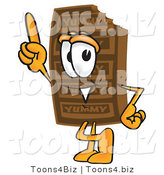 Vector Illustration of a Cartoon Chocolate Mascot Pointing Upwards by Mascot Junction