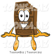 Vector Illustration of a Cartoon Chocolate Mascot Sitting by Mascot Junction