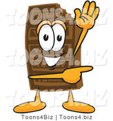 Vector Illustration of a Cartoon Chocolate Mascot Waving and Pointing by Toons4Biz