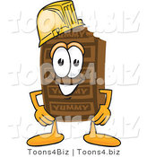 Vector Illustration of a Cartoon Chocolate Mascot Wearing a Hardhat Helmet by Mascot Junction