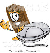 Vector Illustration of a Cartoon Chocolate Mascot with a Computer Mouse by Mascot Junction