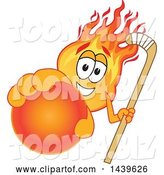 Vector Illustration of a Cartoon Comet Mascot Holding out a Field Hockey Ball by Mascot Junction