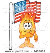 Vector Illustration of a Cartoon Comet Mascot Pledging Allegiance to the American Flag by Mascot Junction