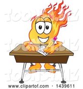 Vector Illustration of a Cartoon Comet Mascot Student Writing at a Desk by Mascot Junction