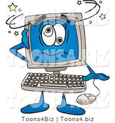 Vector Illustration of a Cartoon Computer Mascot Confused and Seeing Stars by Mascot Junction