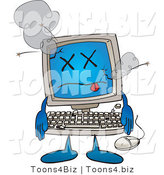 Vector Illustration of a Cartoon Computer Mascot Crashing by Toons4Biz