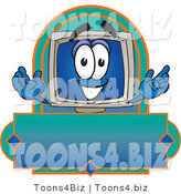 Vector Illustration of a Cartoon Computer Mascot on a Blank Label by Mascot Junction