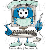 Vector Illustration of a Cartoon Computer Mascot Plastic Surgeon with a Knife by Mascot Junction
