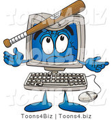 Vector Illustration of a Cartoon Computer Mascot with a Baseball Bat Crashing Its Screen by Mascot Junction