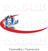 Vector Illustration of a Cartoon Computer Mascot with a Red Dash on an Employee Nametag or Business Logo by Mascot Junction