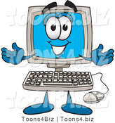 Vector Illustration of a Cartoon Computer Mascot with Welcoming Open Arms by Mascot Junction