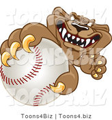 Vector Illustration of a Cartoon Cougar Mascot Character Grabbing a Baseball by Mascot Junction
