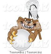 Vector Illustration of a Cartoon Cougar Mascot Character Grabbing a Lacrosse Ball by Mascot Junction