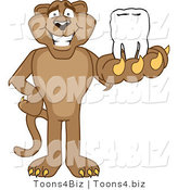 Vector Illustration of a Cartoon Cougar Mascot Character Holding a Tooth by Mascot Junction