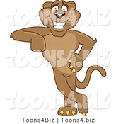 Vector Illustration of a Cartoon Cougar Mascot Character Leaning by Mascot Junction