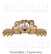Vector Illustration of a Cartoon Cougar Mascot Character Peeking over a Surface by Mascot Junction