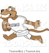 Vector Illustration of a Cartoon Cougar Mascot Character Playing Football by Mascot Junction