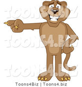 Vector Illustration of a Cartoon Cougar Mascot Character Pointing Left by Mascot Junction