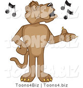 Vector Illustration of a Cartoon Cougar Mascot Character Singing by Mascot Junction