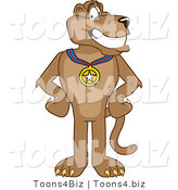 Vector Illustration of a Cartoon Cougar Mascot Character Wearing a Medal by Mascot Junction