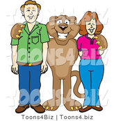 Vector Illustration of a Cartoon Cougar Mascot Character with Adults by Mascot Junction