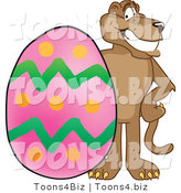 Vector Illustration of a Cartoon Cougar Mascot Character with an Easter Egg by Mascot Junction