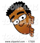 Vector Illustration of a Cartoon Curious Black Business Man Mascot Peeking Around a Corner by Mascot Junction