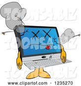 Vector Illustration of a Cartoon Dead PC Computer Mascot by Mascot Junction