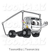 Vector Illustration of a Cartoon Delivery Truck Mascot Holding a Pencil by Mascot Junction