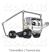 Vector Illustration of a Cartoon Delivery Truck Mascot Holding a Pencil by Toons4Biz