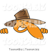 Vector Illustration of a Cartoon Detective Mascot Peeking over a Surface by Mascot Junction
