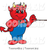 Vector Illustration of a Cartoon Devil Mascot Holding a Pointer Stick by Mascot Junction