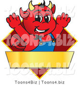 Vector Illustration of a Cartoon Devil Mascot on a Red Diamond Sign by Mascot Junction