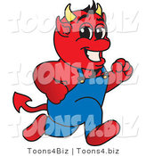 Vector Illustration of a Cartoon Devil Mascot Running by Toons4Biz