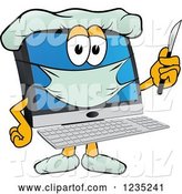 Vector Illustration of a Cartoon Doctor PC Computer Mascot Holding a Scalpel by Mascot Junction