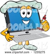 Vector Illustration of a Cartoon Doctor PC Computer Mascot Holding a Vaccine Syringe by Mascot Junction