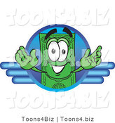 Vector Illustration of a Cartoon Dollar Bill Mascot on a Blue Business Logo by Mascot Junction