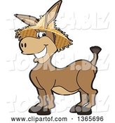Vector Illustration of a Cartoon Donkey Mascot Character Wearing a Straw Hat by Mascot Junction