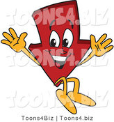 Vector Illustration of a Cartoon down Arrow Mascot Jumping by Mascot Junction