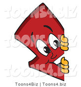 Vector Illustration of a Cartoon down Arrow Mascot Looking Around a Blank Sign by Mascot Junction