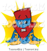 Vector Illustration of a Cartoon down Arrow Mascot Super Hero by Mascot Junction