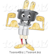 Vector Illustration of a Cartoon Electric Plug Mascot Flexing by Mascot Junction