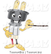 Vector Illustration of a Cartoon Electric Plug Mascot Holding a Pointer Stick by Mascot Junction