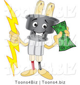 Vector Illustration of a Cartoon Electric Plug Mascot Holding Cash by Mascot Junction