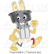 Vector Illustration of a Cartoon Electric Plug Mascot Running by Mascot Junction