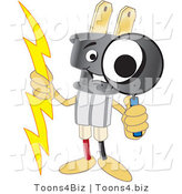 Vector Illustration of a Cartoon Electric Plug Mascot Using a Magnifying Glass by Mascot Junction